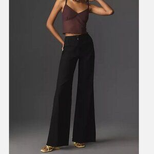 Anthropologie Maeve The Junie High-Rise Flare Pants Magic Fabric Black 25 NWT